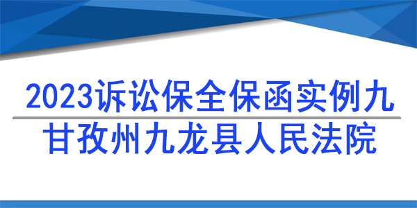 訴訟保全,財產保全,甘孜州九龍縣人民法院